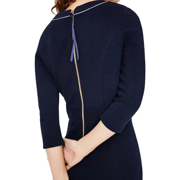 Boden Mia Ottoman Midi Dress Navy Blue Women's Size 8R - Picture 4 of 9